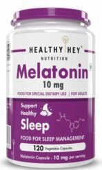 HealthyHey Nutrition Melatonin 10mg, Pack of 120 vegetable capsules - Promotes Sleep and Relaxation (10mg) - Fast UK Delivery