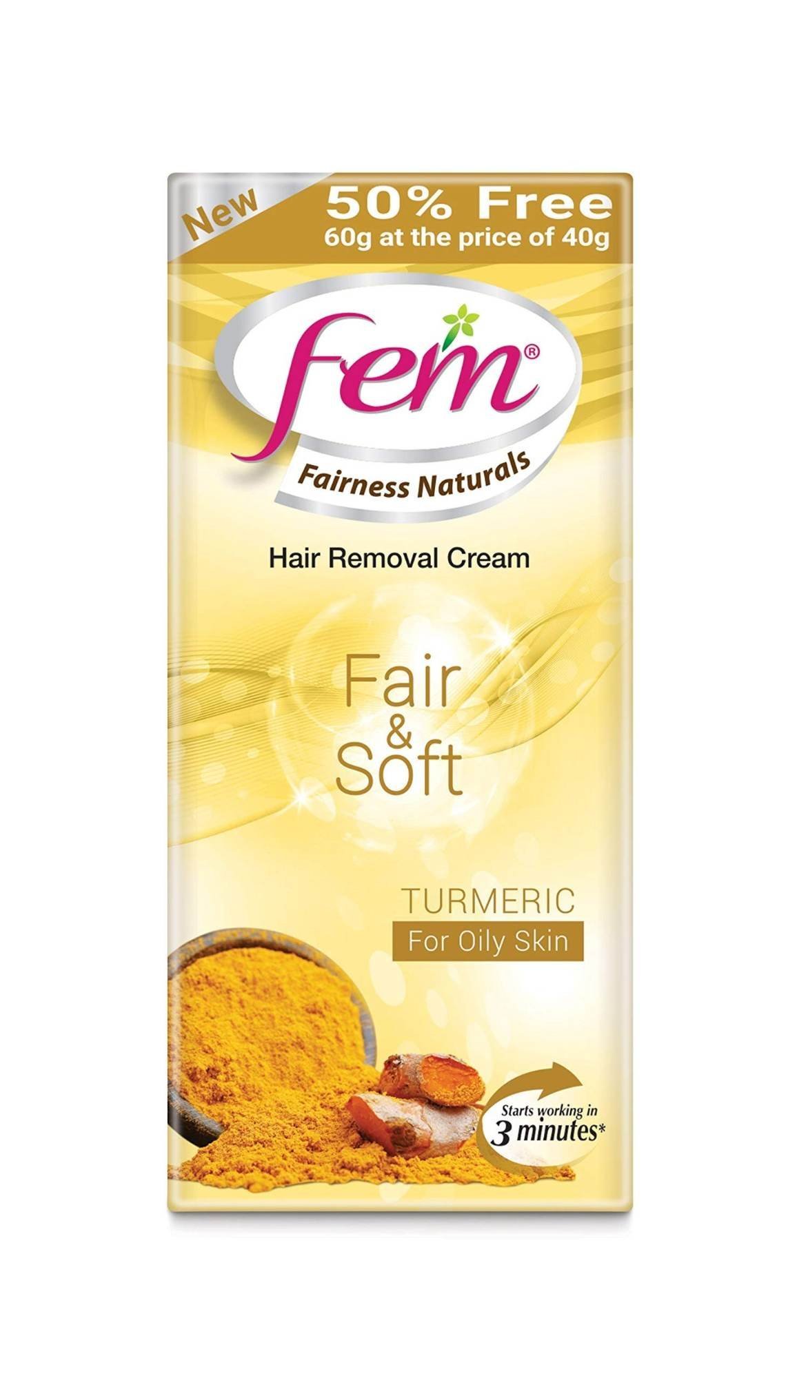 uk71lLC7x1jIL-1-1.jpg Fem Fairness Naturals Hair Removal Cream Fair and Soft for Oily Skin, 40g (50% Extra), (Pack of 4) - Fast UK Delivery - Image 1