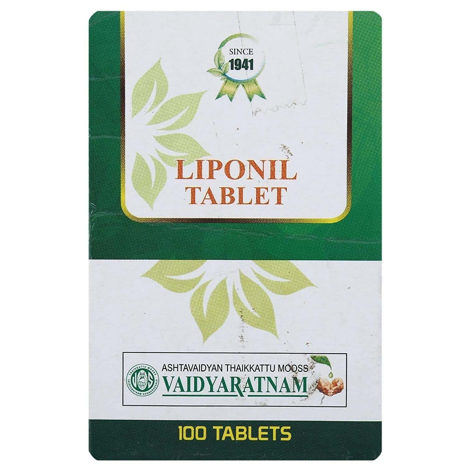 uk71lunPB9VKL-1.jpg VAIDYARATNAM Liponil Tablet -100 Tablets Ayupra Wellness - Fast UK Delivery - Image 1
