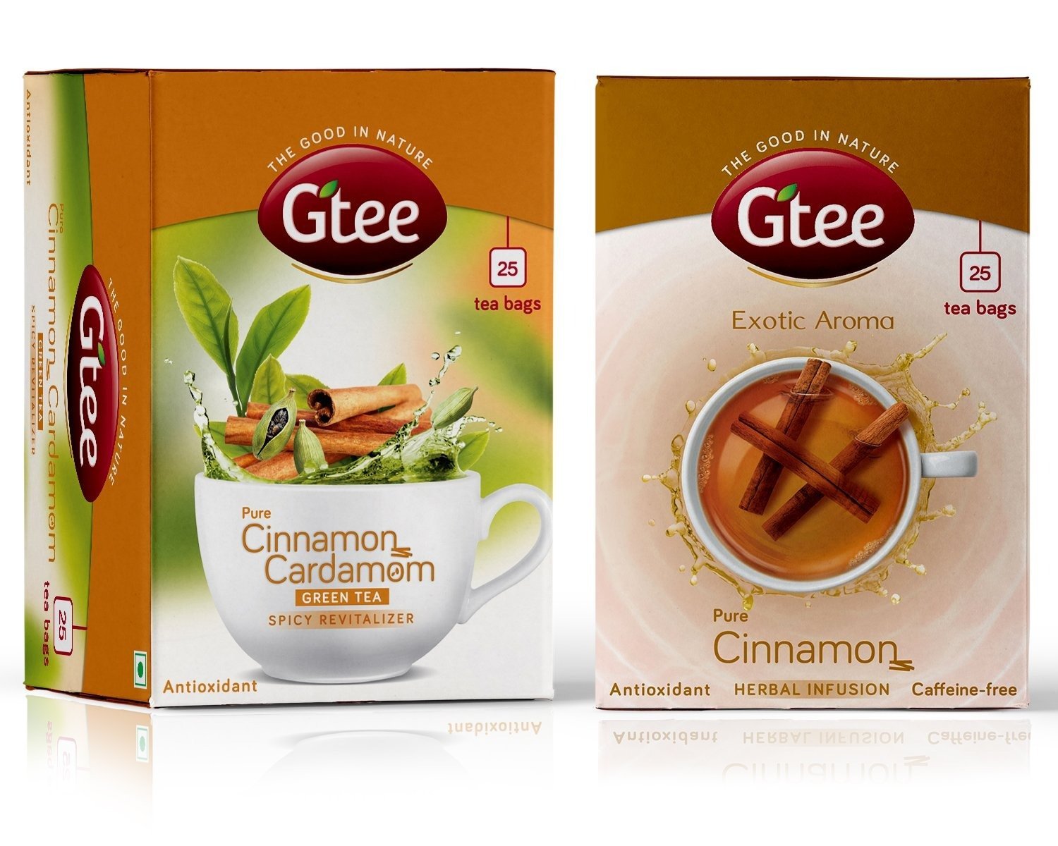 uk71mJSarmehL-1.jpg GTEE Green Tea Bags - Cinnamon & Cardamom & Cinnamon Tea Bags, 25 Tea bags (Pack of 2) - Fast UK Delivery - Image 1