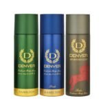 DENVER Hamilton Deo, Sporting Club Rider & Pride Deo - 200ML Each (Pack of 3) Long Lasting Deodorant Spray - For Men (600 ml, Pack of 3) - Fast UK Delivery