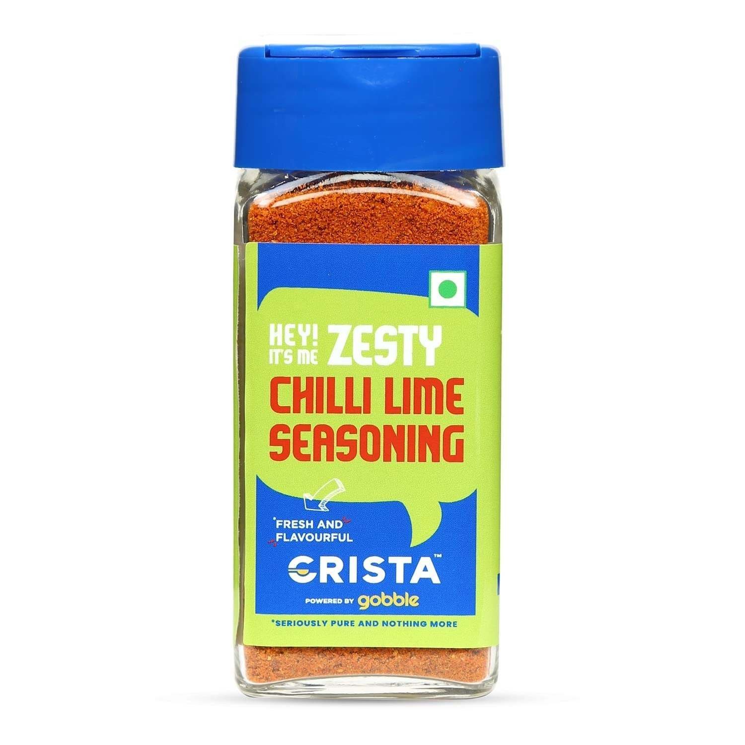 uk71mpTVu-mML-1-1.jpg CRISTA Zesty Chilli Lime Seasoning | Chilly & Lemon Spice Blend | Trans Fat Free | Vegan | Zero added Colours, Fillers, Additives & Preservatives | 50 gms - Image 1