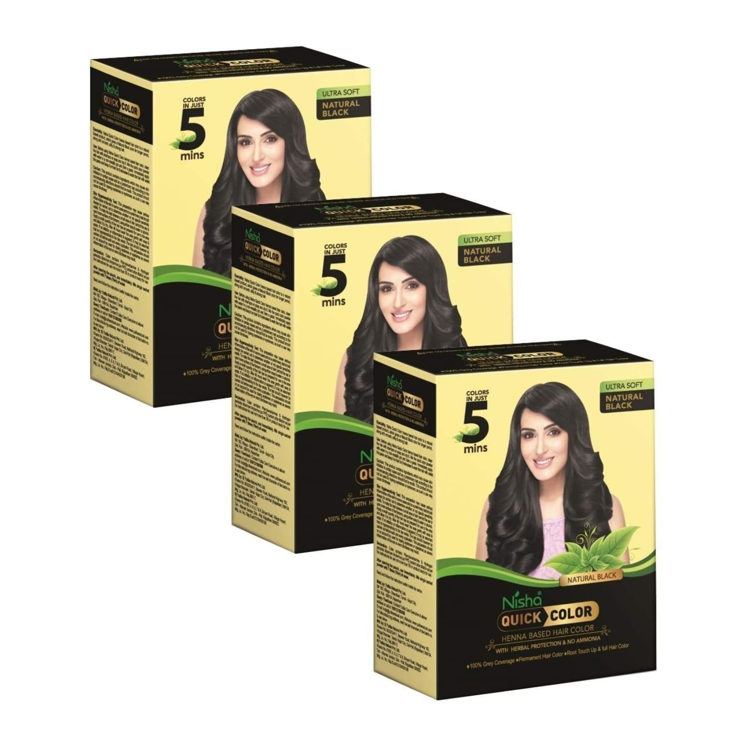 uk71nOUqLtSzL-1.jpg Nisha 5 Minutes Quick Hair Colour For Women & Men | Henna Based Hair Color | 100% Gray Coverage With No Ammonia- Black (Pack Of 3) - Fast UK Delivery - Image 1