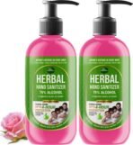 Parle Ropvatika 1 Liter Rose Herbal Hand Sanitizer, 4-Hour Protection, Natural Ingredients (Rose 500ml x 2 (1 Liter)) - Fast UK Delivery