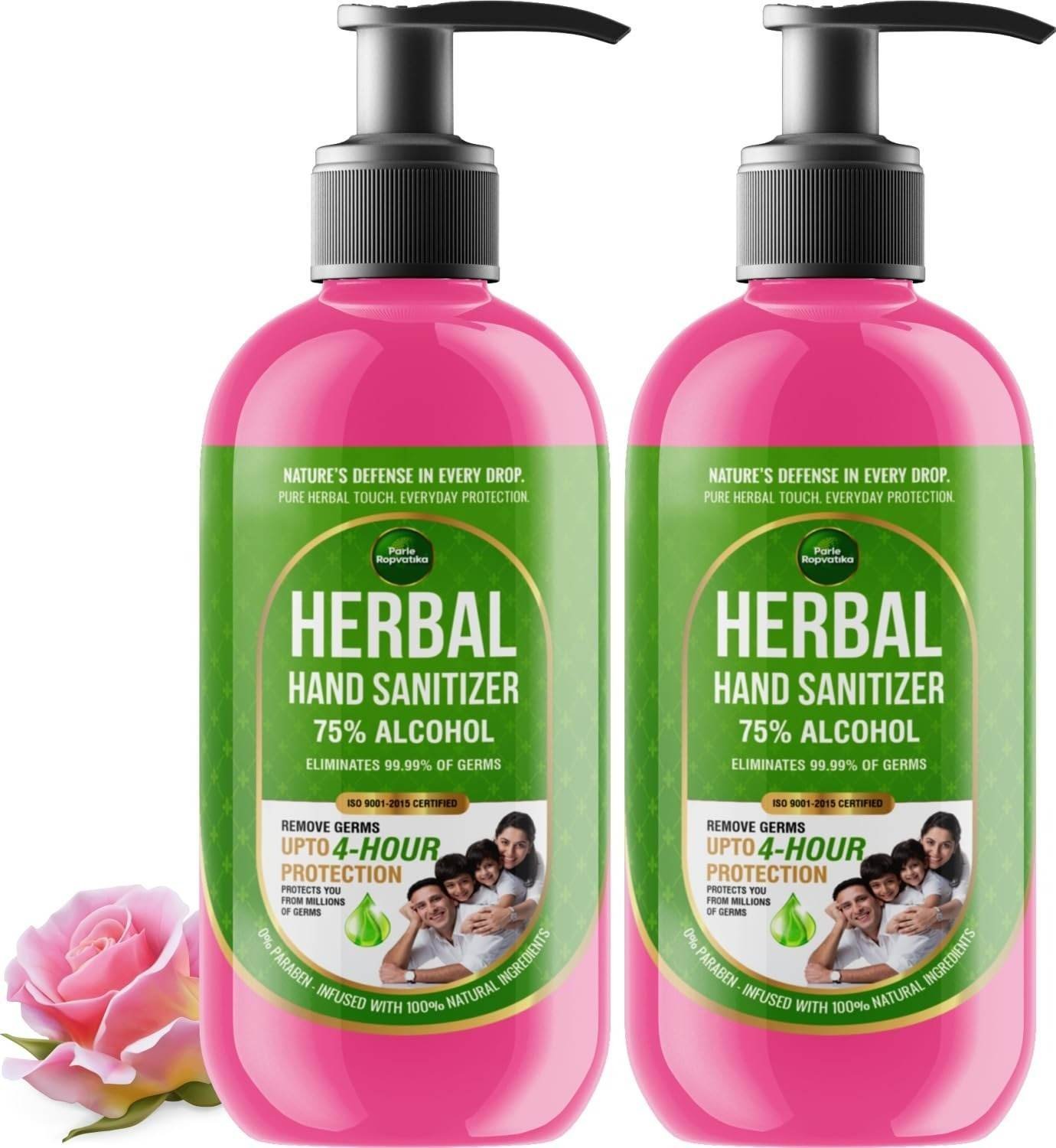 uk71oSwL14KVL-1-1.jpg Parle Ropvatika 1 Liter Rose Herbal Hand Sanitizer, 4-Hour Protection, Natural Ingredients (Rose 500ml x 2 (1 Liter)) - Fast UK Delivery - Image 1