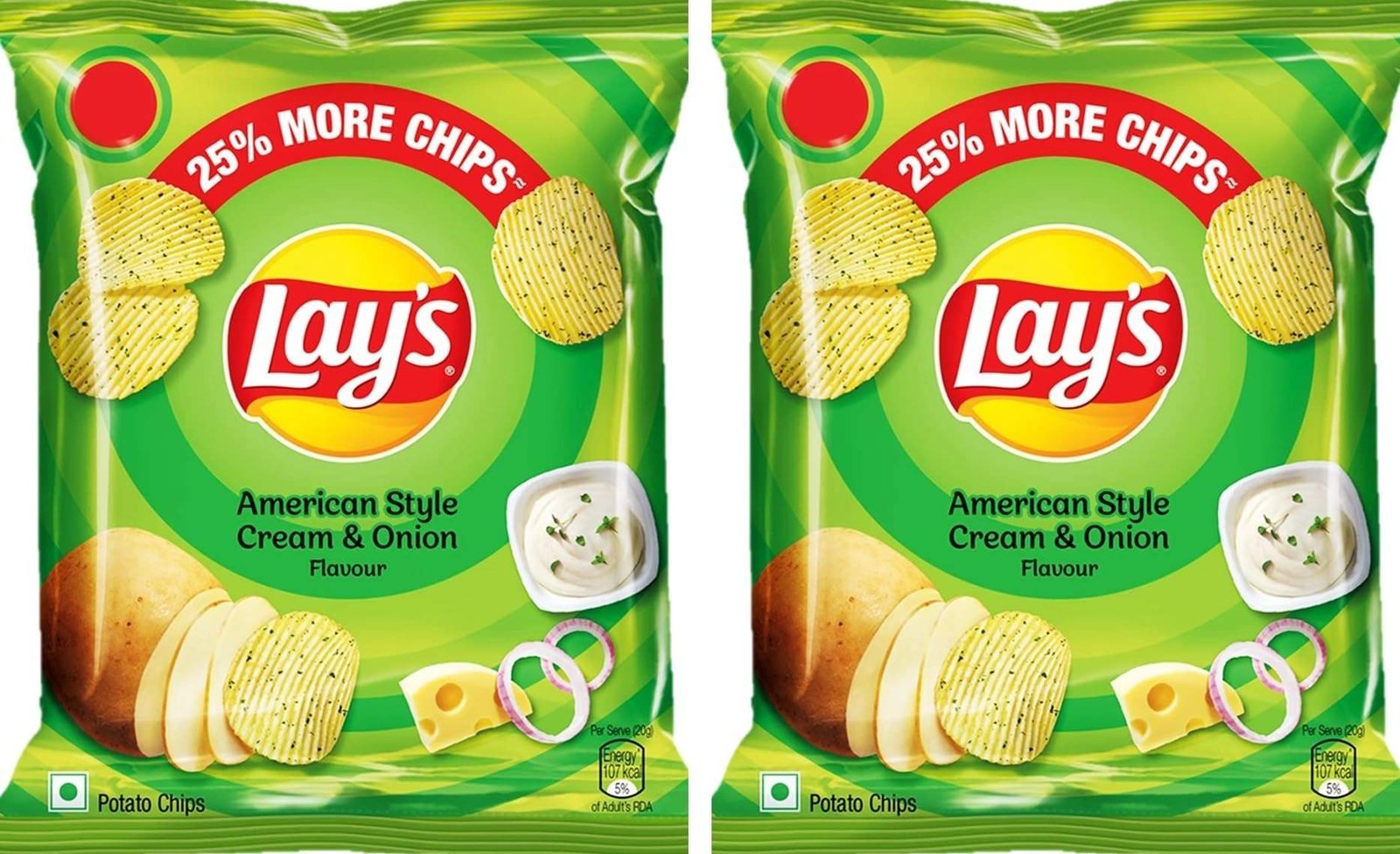 uk71obhg53J0L-1.jpg Lay's Potato Chips - American Style Cream & Onion Flavour 12.5g (Pack of 2) - Fast UK Delivery - Image 1