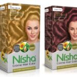 Nisha Cream Hair Color Rich Bright Long Lasting Hair Colouring For Ultra Soft Deep Shine 100% Grey Coverage Conditioning With Natural Herbs Golden Blonde and Cherry Red (Pack of 2) - Fast UK Delivery