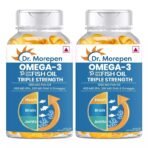 Dr. Morepen Omega 3 Fish Oil,Triple Strength -1250 Mg With 750 Mg Epa & Dha High Potency Fish Oil 60 Softgels (Pack Of 2),2 Count,60 Capsules - Fast UK Delivery