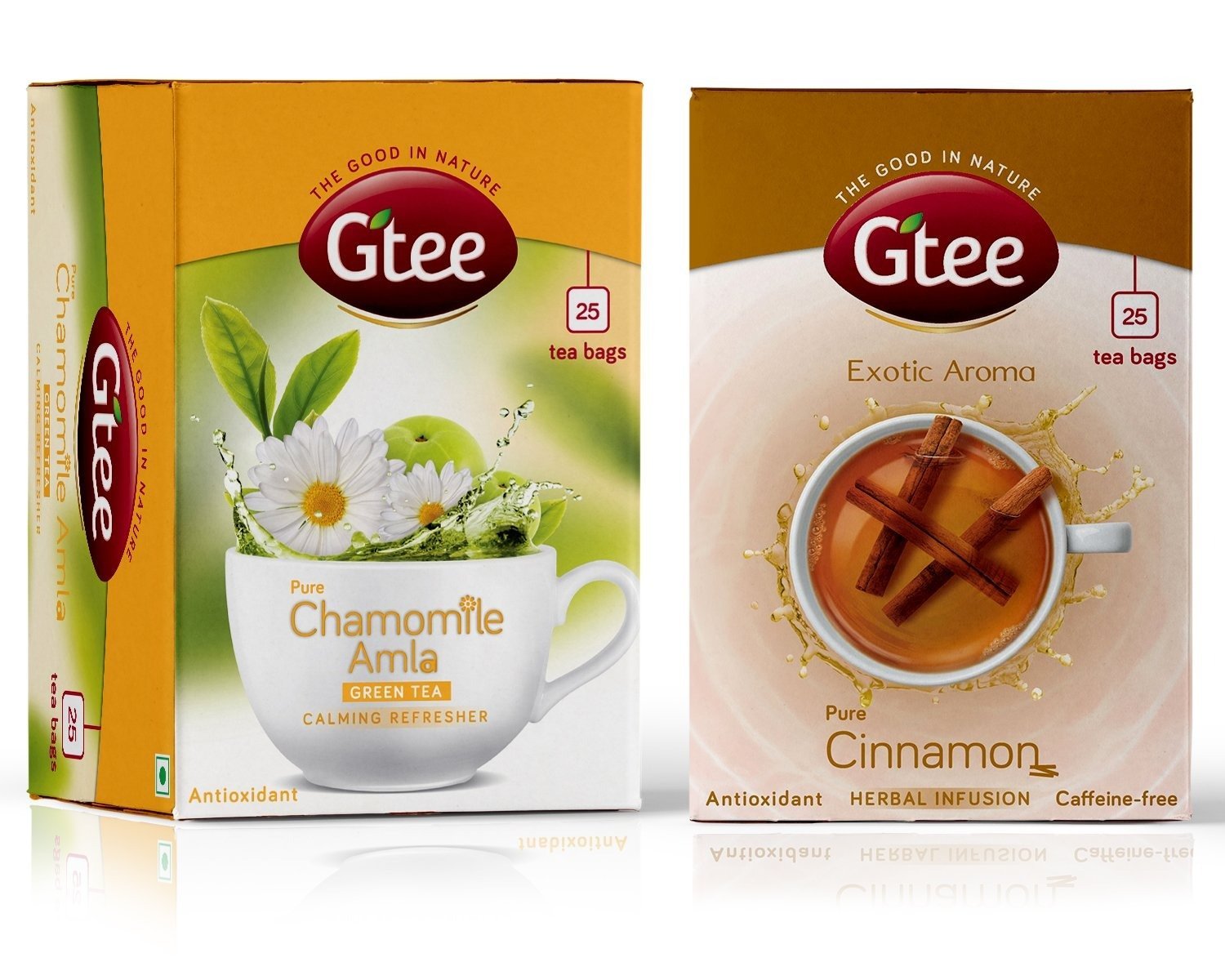 uk71qyvTcK8hL-1.jpg GTEE Green Tea Bags - Chamomile & Cinnamon Tea Bags, 25 Tea bags (Pack of 2) - Fast UK Delivery - Image 1