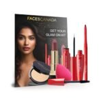 FACESCANADA Get Your Glam On Kit - Kajal (0.35G) + Lipstick (4.2G) + Compact (9G) + Eyeliner (3.5Ml) + Mascara (9.5Ml) + Beauty Blender | Pack Of 6 | Makeup Kit For Women - Fast UK Delivery