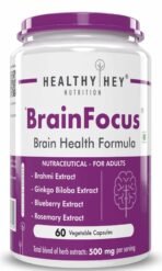 Healthyhey Nutrition BrainFocus - Natural Brain Health Formula for Memory & Focus - 60 Veg Capsules - Fast UK Delivery