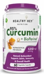 HealthyHey Nutrition Curcumin with Bioperine 1310mg (Ultra Pure) | Organic Turmeric, 60 Vegetable Capsules with Piperine - Fast UK Delivery
