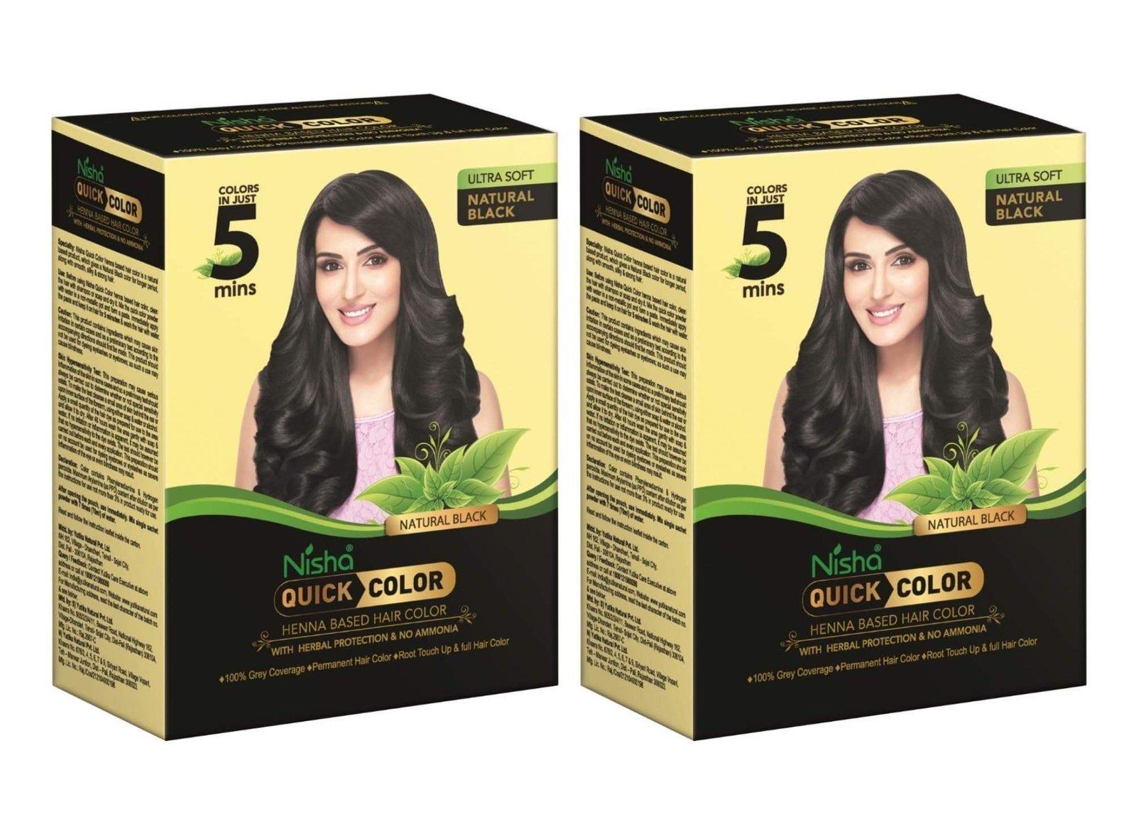 uk71sQMIo1MRL-1.jpg Nisha Quick Hair Color, 5 Minute Hair Color for Women & Men, Ammonia Free Henna Based Hair Colour, 100% Grey Coverage, Black Hair Dye, Natural Black Hair Color (60g Pack of 2) - Fast UK Delivery - Image 1