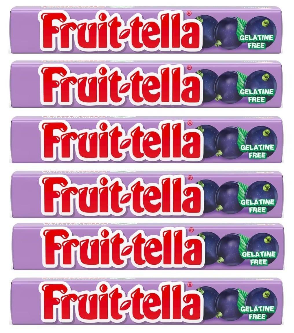 uk71t32go-ldL-1-1.jpg Fruit-Tella Blackcurrent Flavour Chewy Toffee Stick (Pack Of 6 x 32.4g) - Fast UK Delivery - Image 1