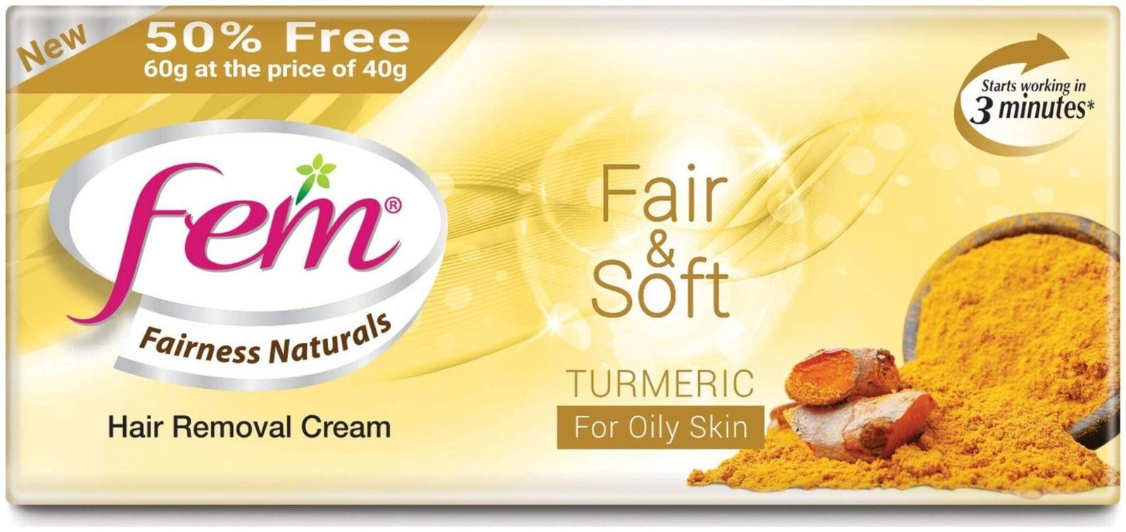 uk71tF6t4DwL-1.jpg Fem Fairness Naturals Hair Removal Cream Fair and Soft for Dry Skin(Sandal) - 40 g (50% Extra) (Pack of 4) - Fast UK Delivery - Image 1