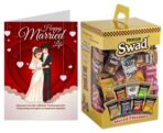 Swad Gift for marriage Happy Married Life with with Card (Swad Mixed Candy 125 Gift Box & 1 Greeting card) - Fast UK Delivery