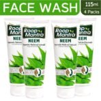 Roop Mantra Neem Face Wash 115ml, Pack of 4, Purifying Neem Facewash for Acne & Pimples, Anti Bacterial Face Wash - Fast UK Delivery