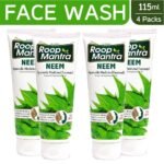 Roop Mantra Neem Face Wash 115ml, Pack of 4, Purifying Neem Facewash for Acne & Pimples, Anti Bacterial Face Wash - Fast UK Delivery
