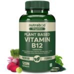 Nutrabud Organics Plant Based Vitamin B12 Supplement for Men, Women - 120 Capsules - 100% RDA of Natural B12 for High Absorption (120 Count (Pack of 1)) - Fast UK Delivery