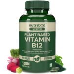 Nutrabud Organics Plant Based Vitamin B12 Supplement for Men, Women - 120 Capsules - 100% RDA of Natural B12 for High Absorption (120 Count (Pack of 1)) - Fast UK Delivery