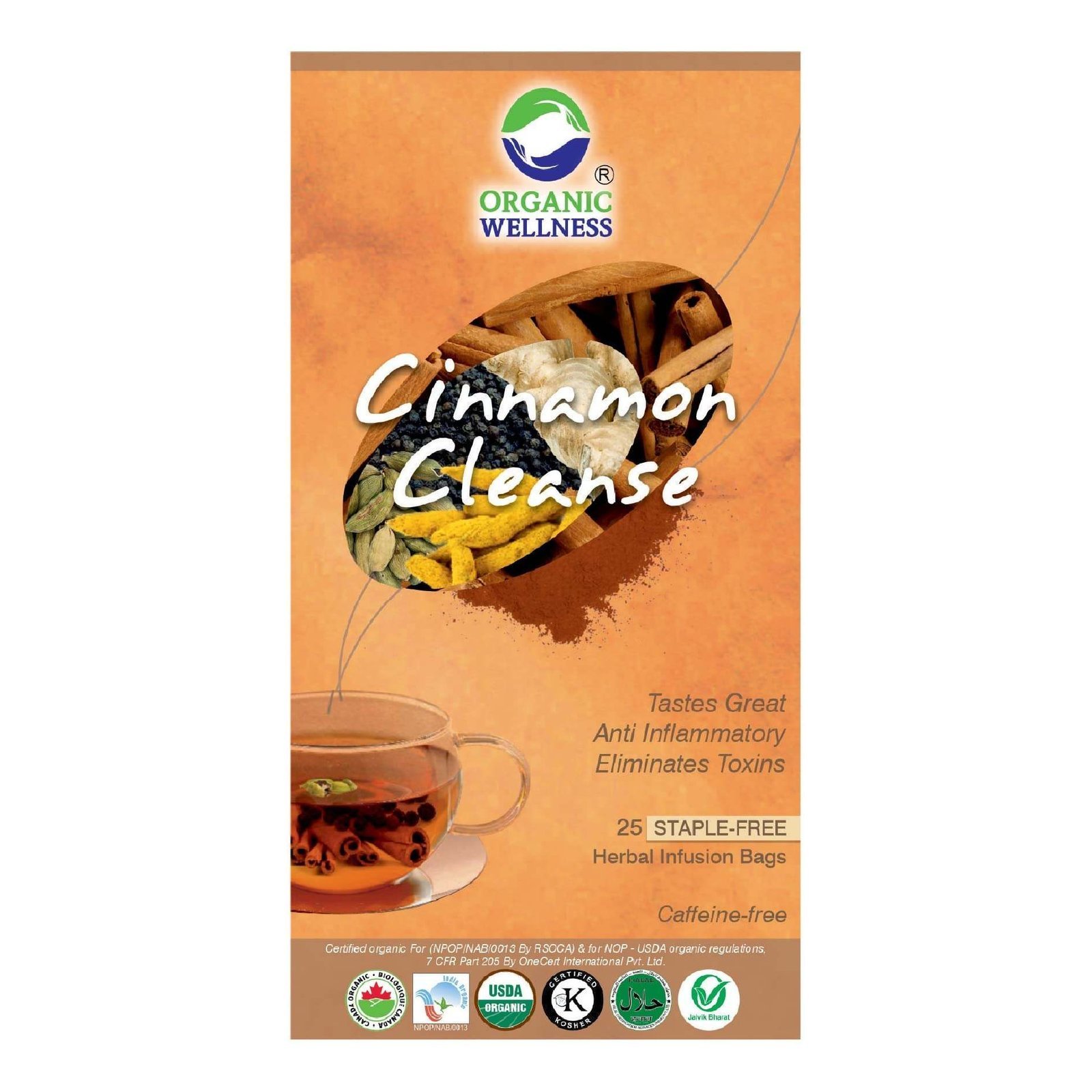 uk71vES03EToL-1.jpg ORGANIC WELLNESS Cinnamon Cleanse Tea | 25 Tea Bags I Herbal Infusion I Ginger & Black Pepper - Fast UK Delivery - Image 1