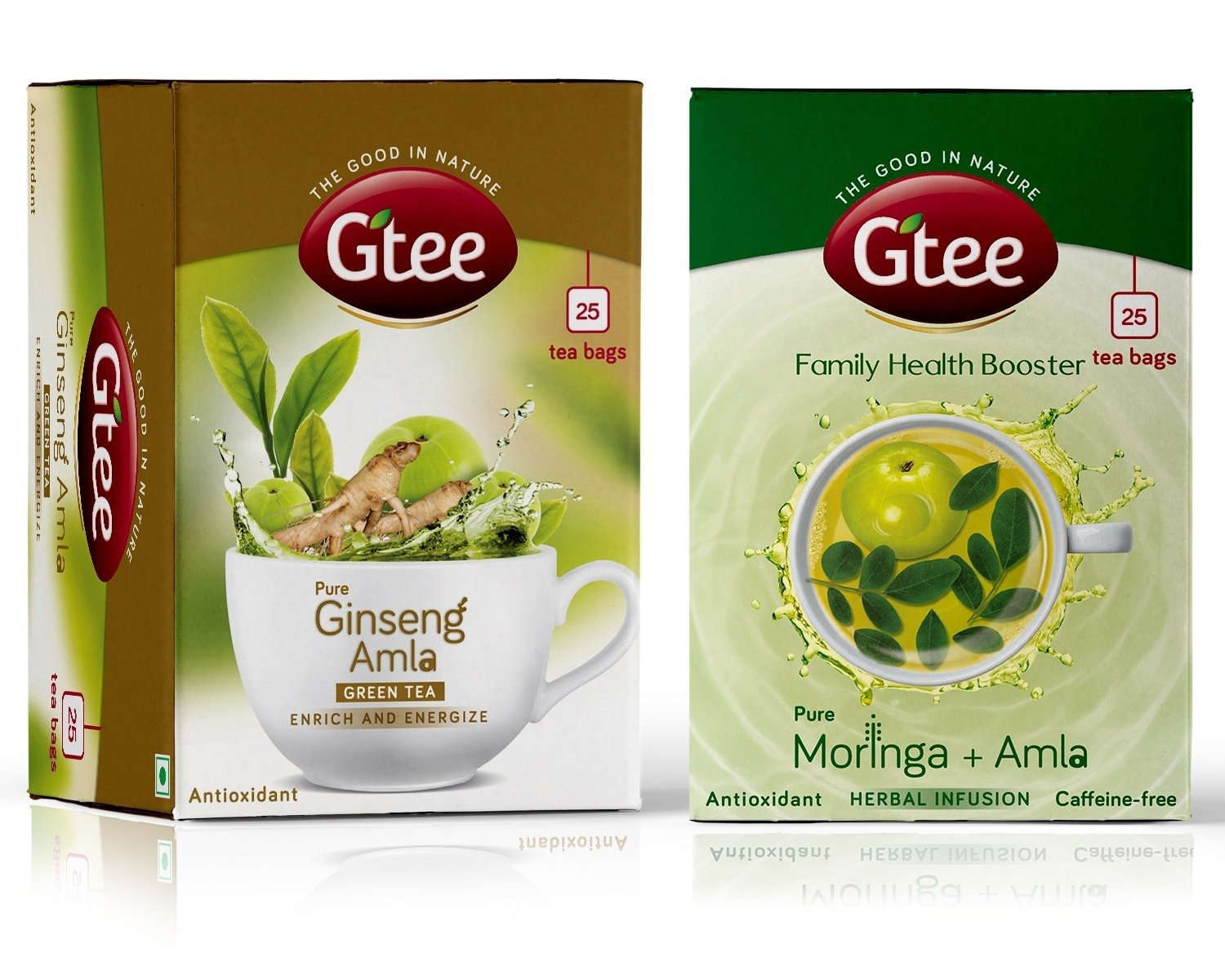 uk71vcOJPBX7L-1.jpg GTEE Green Tea Bags - Ginseng & Moringa Tea Bags, 25 Tea bags (Pack of 2) - Fast UK Delivery - Image 1