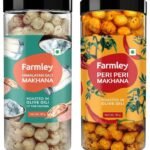 Farmley Roasted & Flavoured Himalayan Salted Healthy Makhana Snacks 90 gm & Farmley Roasted & Flavoured Peri Peri Healthy Makhana Snacks 90 gm - Fast UK Delivery