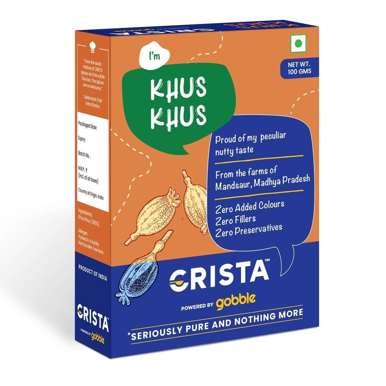 uk71xLsAvA0oL-1-1.jpg CRISTA Khus Khus Seeds | Poppy Seed | Posta Dana | Zero added Colours, Fillers, Additives & Preservatives | Farm Fresh | Premium Sortex Grade Quality, Natural and Dried | 100 gms - Image 1
