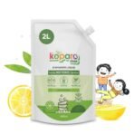 Koparo Organic Dishwash Liquid | 2 Litres | Lime And Basil Fragrance | Natural, Plant Based & Eco-Friendly | Removes Tough Grease, Soft on Hands | Baby & Pet Safe - Fast UK Delivery