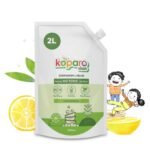 Koparo Organic Dishwash Liquid | 2 Litres | Lime And Basil Fragrance | Natural, Plant Based & Eco-Friendly | Removes Tough Grease, Soft on Hands | Baby & Pet Safe - Fast UK Delivery