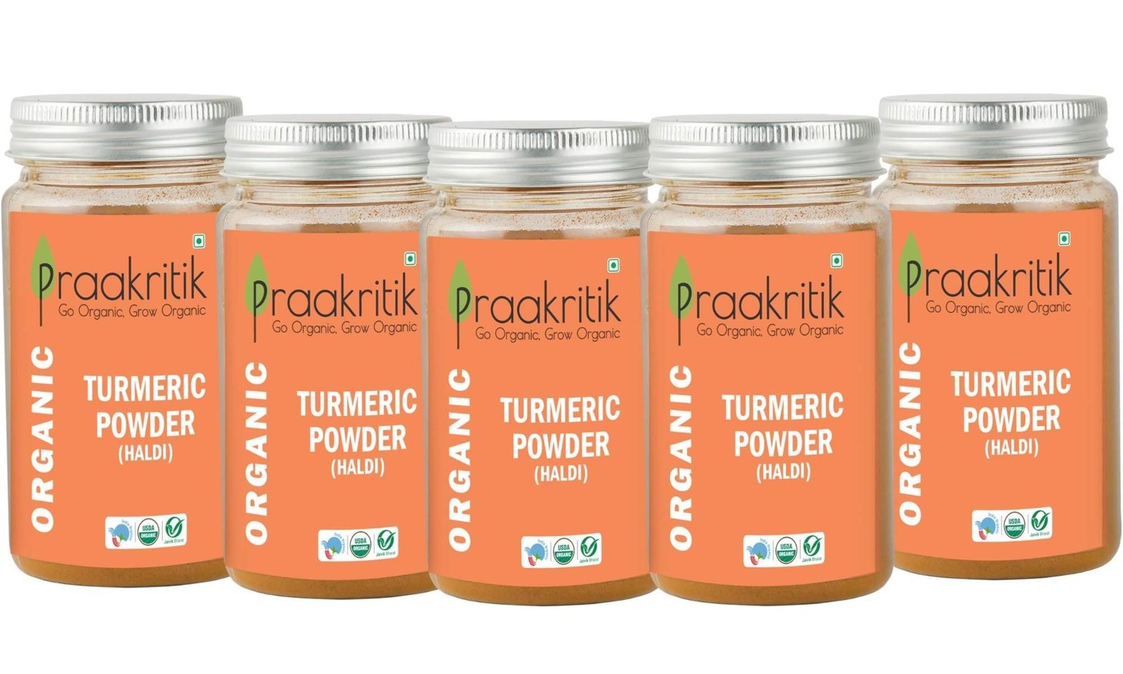 uk71xxfXtCqPL-1.jpg Praakritik Organic Haldi Powder | Pack of 5 | 500 Grams Total | Orignal Organic Turmeric Powder | Healthy, 100% Organic, 100% Natural, 100% Vegetarian - Fast UK Delivery - Image 1