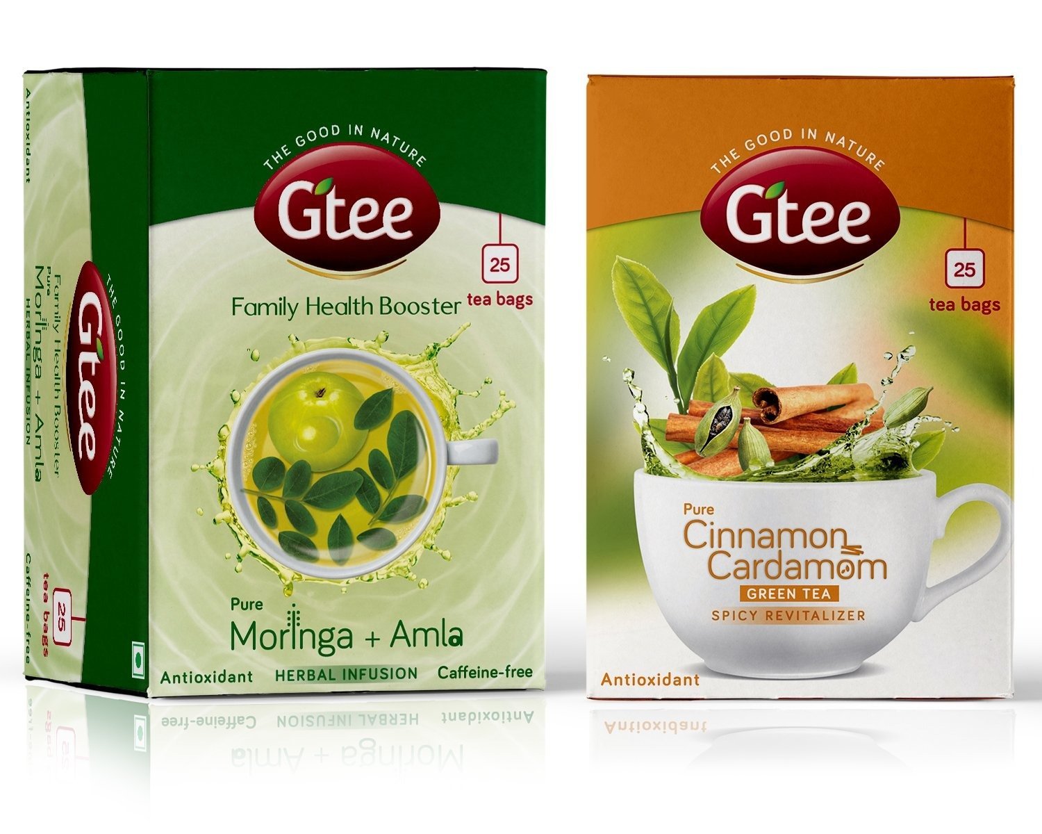 uk71yrS9pK4LL-1.jpg GTEE Moringa Tea Bags & Green Tea Bags - Cinnamon & Cardamom, 25 Tea bags (Pack of 2) - Fast UK Delivery - Image 1
