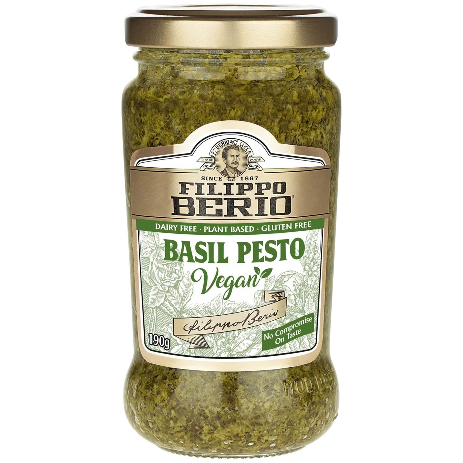 uk810JQvC1ySL-1-1.jpg Filippo Berio Basil Pesto Vegan | Dairy Free Plant Based Gluten Free, 6.7 oz 190 g - Fast UK Delivery - Image 1