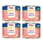 Gits MiNi Rasgulla 200 gms Open & Eat | Pack of 4 tins | 8 pieces in each tin | Party Pack | Quick Sweet Cravings - Fast UK Delivery