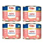 Gits MiNi Rasgulla 200 gms Open & Eat | Pack of 4 tins | 8 pieces in each tin | Party Pack | Quick Sweet Cravings - Fast UK Delivery