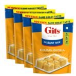 Gits Instant Khaman Dhokla Snack Mix, Pure Veg, Indian Snack Mix, 720g (Pack of 4, 180g Each) - Fast UK Delivery