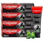 Colgate Charcoal Clean Black Gel Toothpaste, Combo Pack of 480g (120g x4) Deep Clean Tooth paste With Bamboo Charcoal & Wintergreen Mint For Plaque Removal & Tingling Fresh Mouth Experience - Fast UK Delivery
