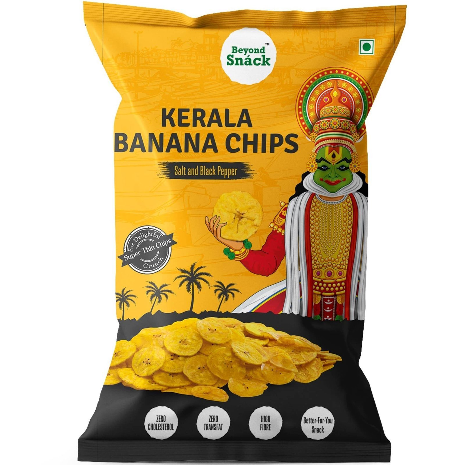 uk814n0y2WD3L-1-1.jpg Beyond Snack Kerala Banana Chips Thin Crunchy Crispy Snacks Family Pack Salt and Pepper Flavour 300g - Fast UK Delivery - Image 1