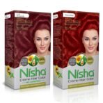 Nisha Cream Hair Color Combo Pack Burgundy & Flame Red Rich, Bright, Long Lasting Shine Hair Colour (60gm + 90ml + 18ml Nisha Conditioner) - Fast UK Delivery