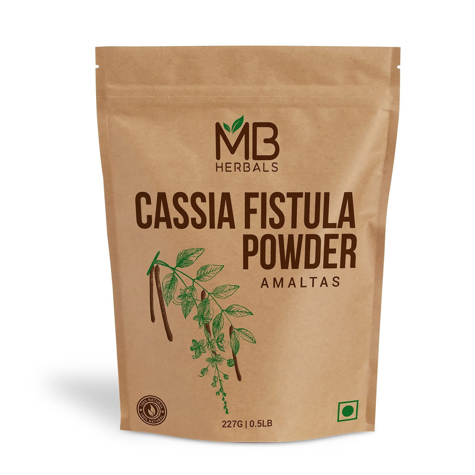 uk815xiLu07bL-1.jpg MB Herbals Cassia fistula Powder 227 Gram | Amalatash Gooda Amaltas Phali Pudding Pipi Tree Amaltash Fali Powder - Image 1
