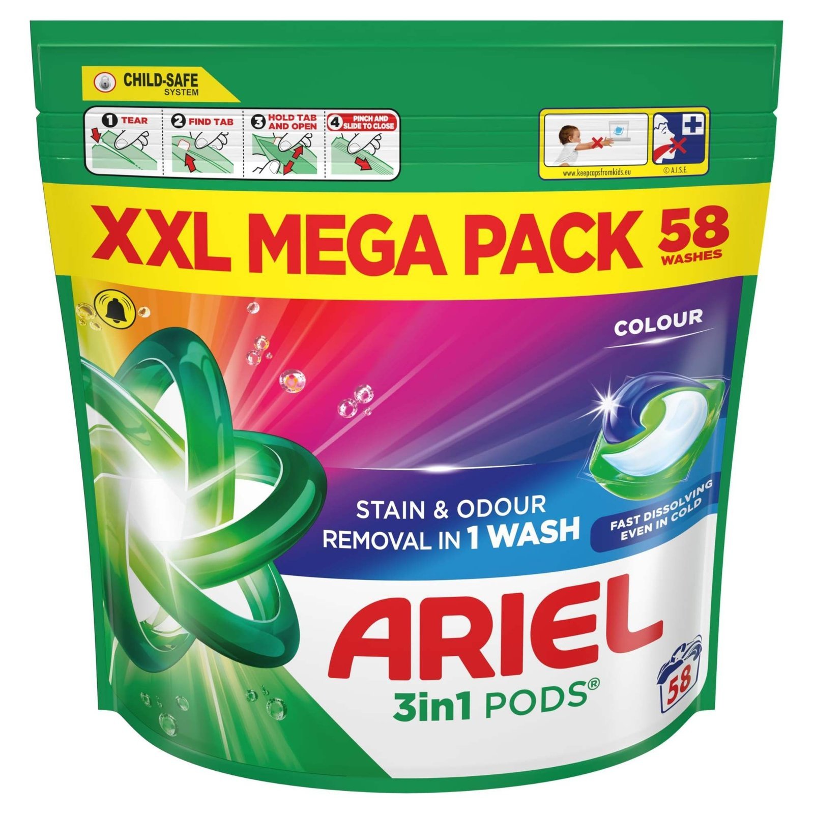 uk816Mg3YuPjL-1-1.jpg Ariel All-In-1 Pod's Washing Detergent Capsules 58 Washes Colours - Fast UK Delivery - Image 1