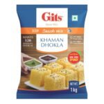 Gits Instant Khaman Dhokla Snack Mix, Makes 120 Khaman Dhoklas, Pure Veg, Indian Snack Mix, 1Kg - Fast UK Delivery