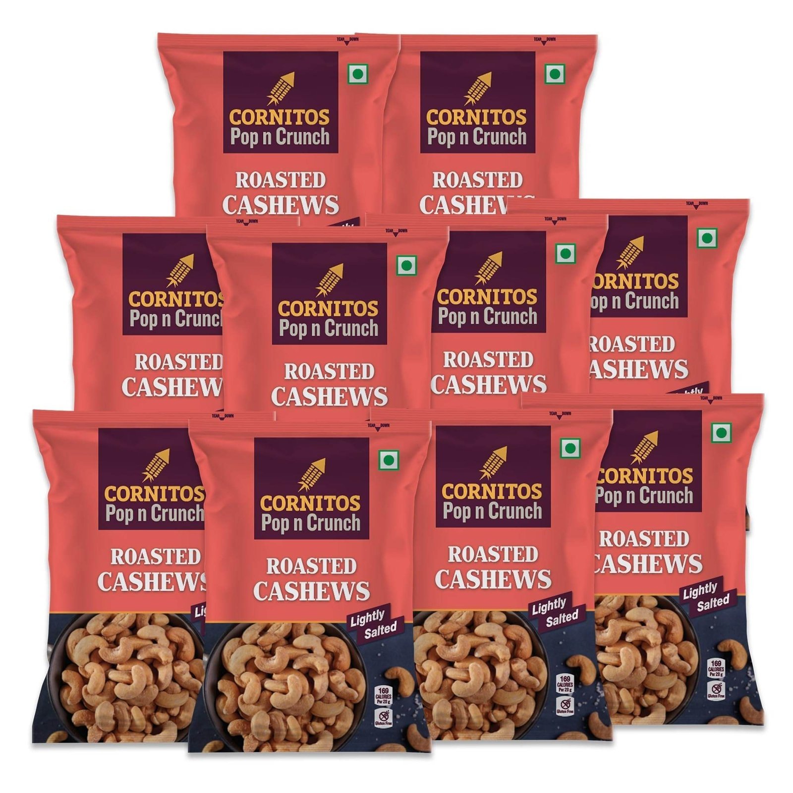 uk81756VMnpVL-1-1.jpg CORNITOS Roasted Cashew Lightly Salted | Pack of 10 (25g Each) - Fast UK Delivery - Image 1