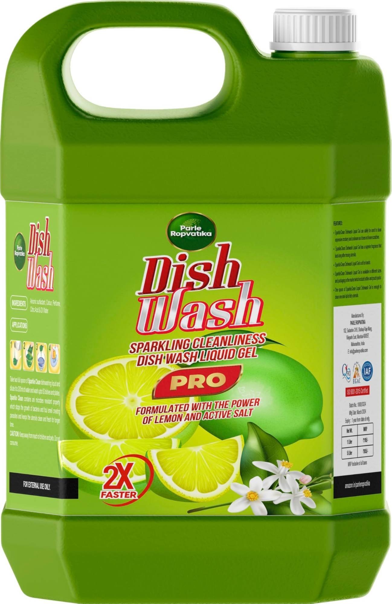uk818hiFW5ZlL-1-1.jpg Parle Ropvatika Dishwash Liquid Gel (1, Green Lime 5 Liter) - Fast UK Delivery - Image 1