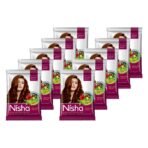 Nisha Henna Based Hair Color Packet No Ammonia Long Lasting (30 g (Pack of 10), Natural Brown) - Fast UK Delivery