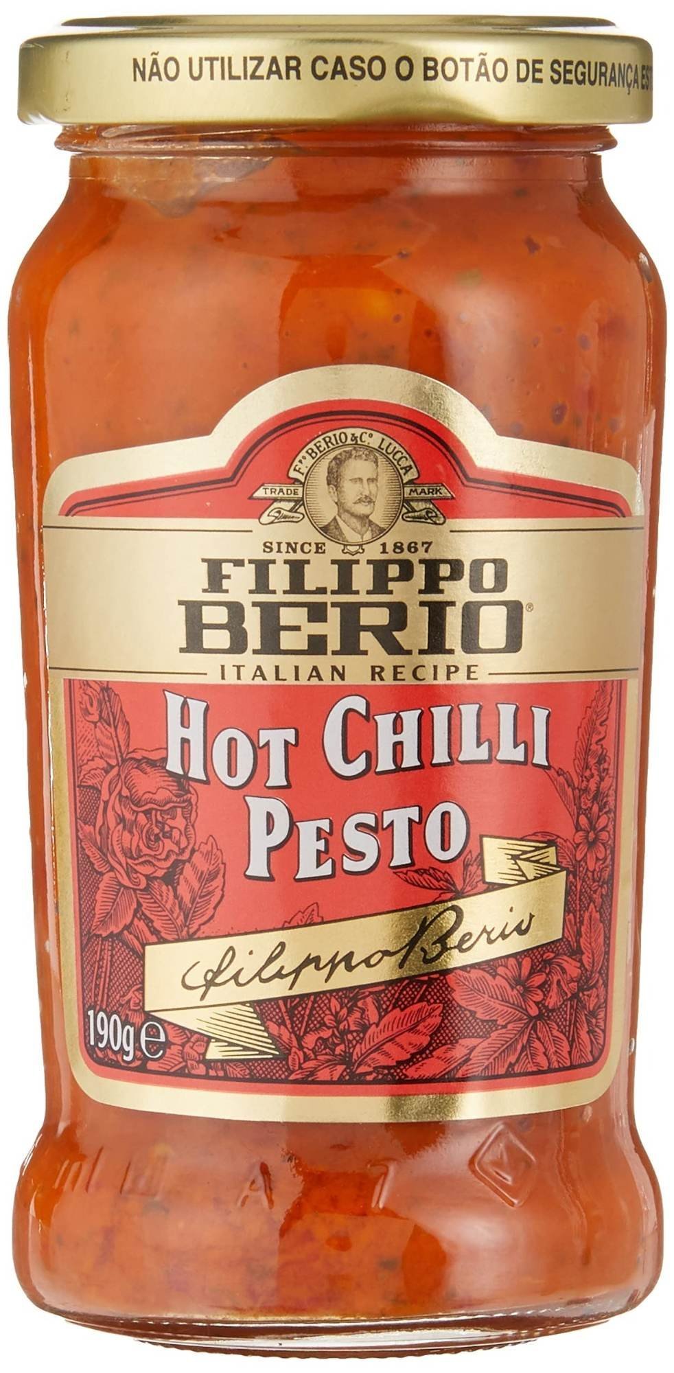 uk8196RgpX5lL-1-1.jpg Filippo Berio Hot Chilli Pesto, 6.7 oz 190 g - Fast UK Delivery - Image 1