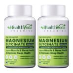 HEALTH VEDA ORGANICS PRIVATE LIMITED High Absorption Magnesium Glycinate, 550mg | 120 Veg Capsules | Supports Nerve & Muscle Health | Improves Sleep Quality | For Both Men & Women (Pack of 2) - Fast UK Delivery