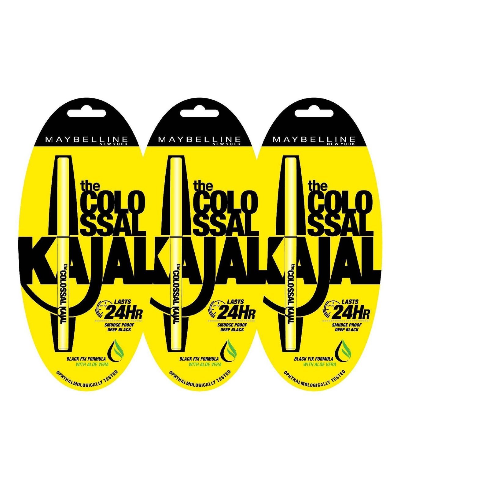 uk81ElGwslRoL-1.jpg Maybelline New York Colossal Kajal Pencil, Black, Combo Pack Of 3, Matte Finish - Fast UK Delivery - Image 1