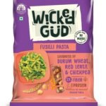 WickedGud 2X Fiber Fusilli Pasta | No Maida | Durum Wheat Semolina | Brown Rice | Red Lentils | Healthy Diet Pasta - 400gm - Fast UK Delivery