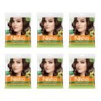Nisha Cream Hair Color Rich Bright Long Lasting Hair Colouring For Ultra Soft Deep Shine 100% Grey Coverage Conditioning With Natural Herbs Dark Brown (Pack of 6) - Fast UK Delivery